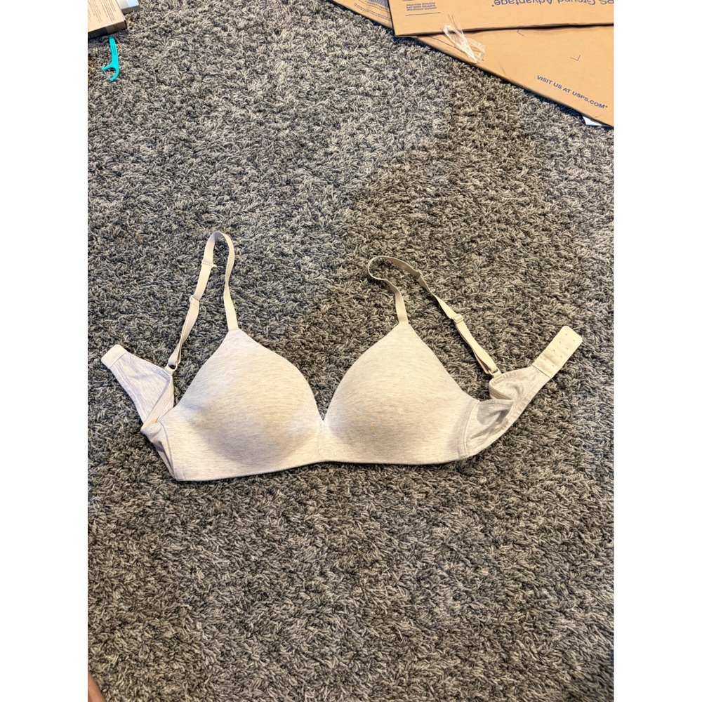 Ambrielle Organic Cotton Wirefree Bra Beige Heathered 36B Everyday Comfort